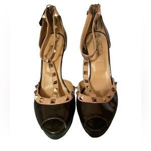 VALENTINO ROCKSTUD PLATFORM PEEP TOE HEELS